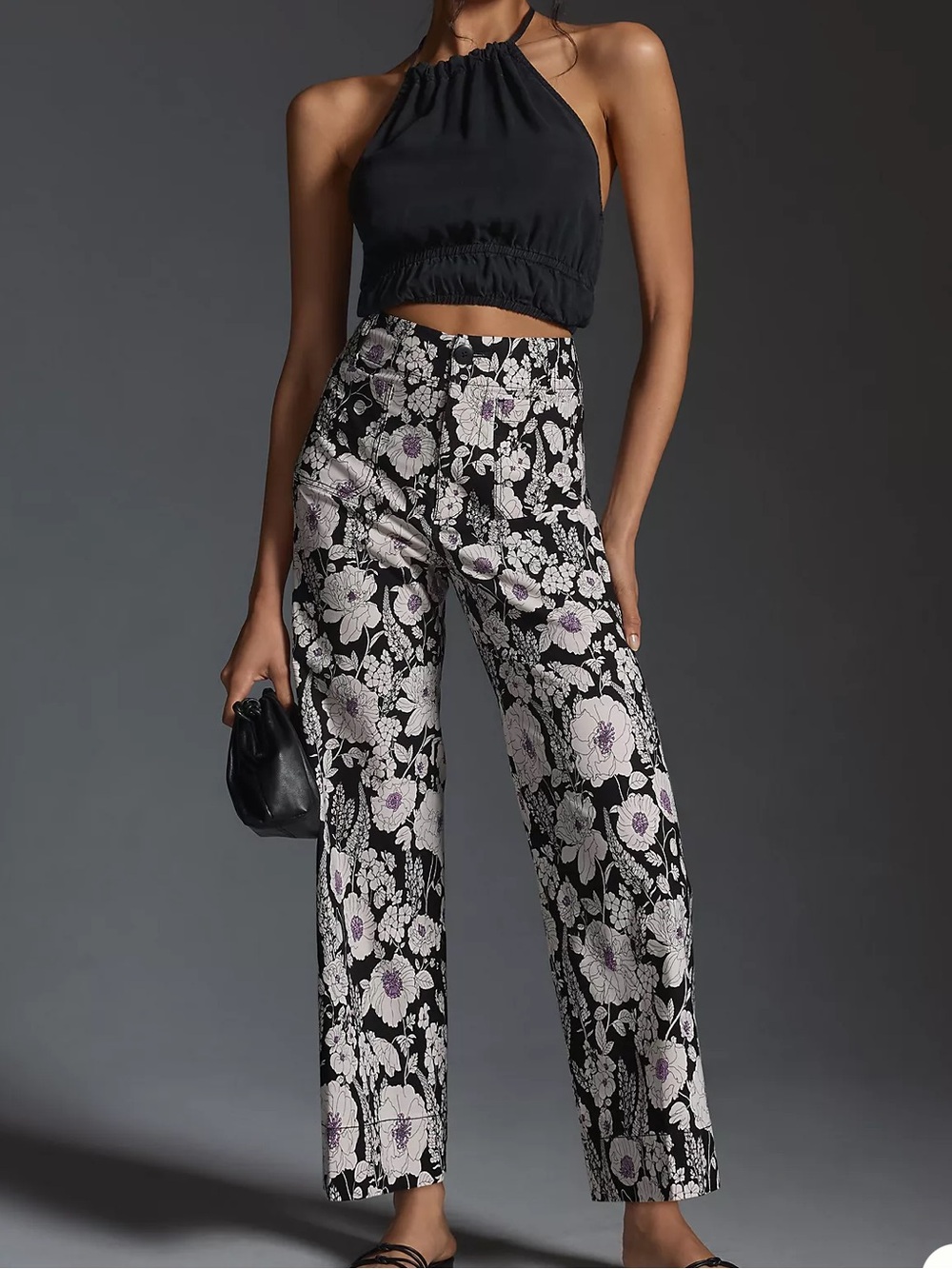 Maeve The Colette Cropped Wide-Leg Trousers Floral Size 25